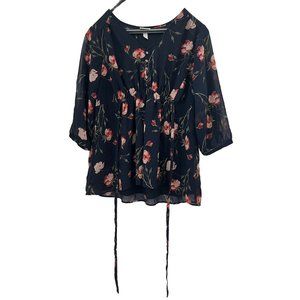 Isabel Maternity Size Large Blue Floral Maternity Blouse